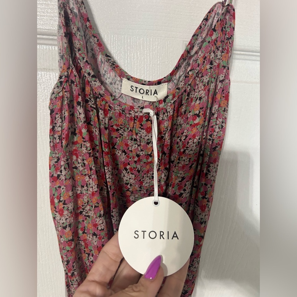 Storia Pink Floral Dress with Braided Belt